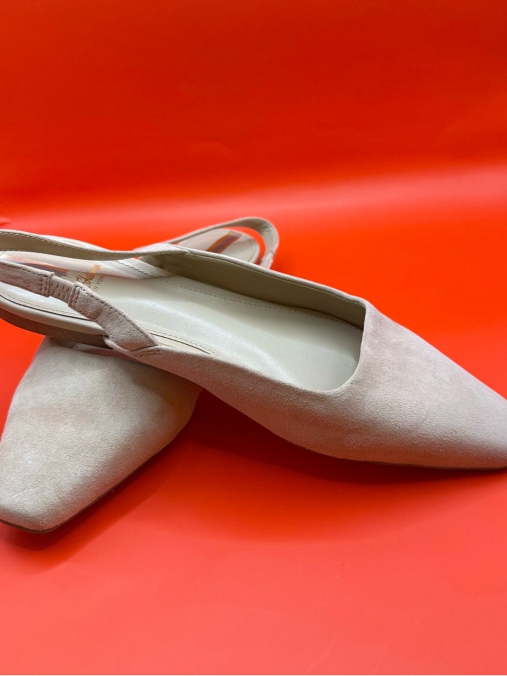 Sam Edelman Slingback Pointed-Toe Flats in Light Beige